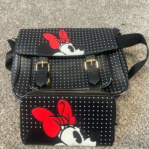 Disney minnie mouse satchel bag and wallet